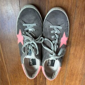 Golden Goose GGDB Superstar Gray Suede & Coral Star Sneaker